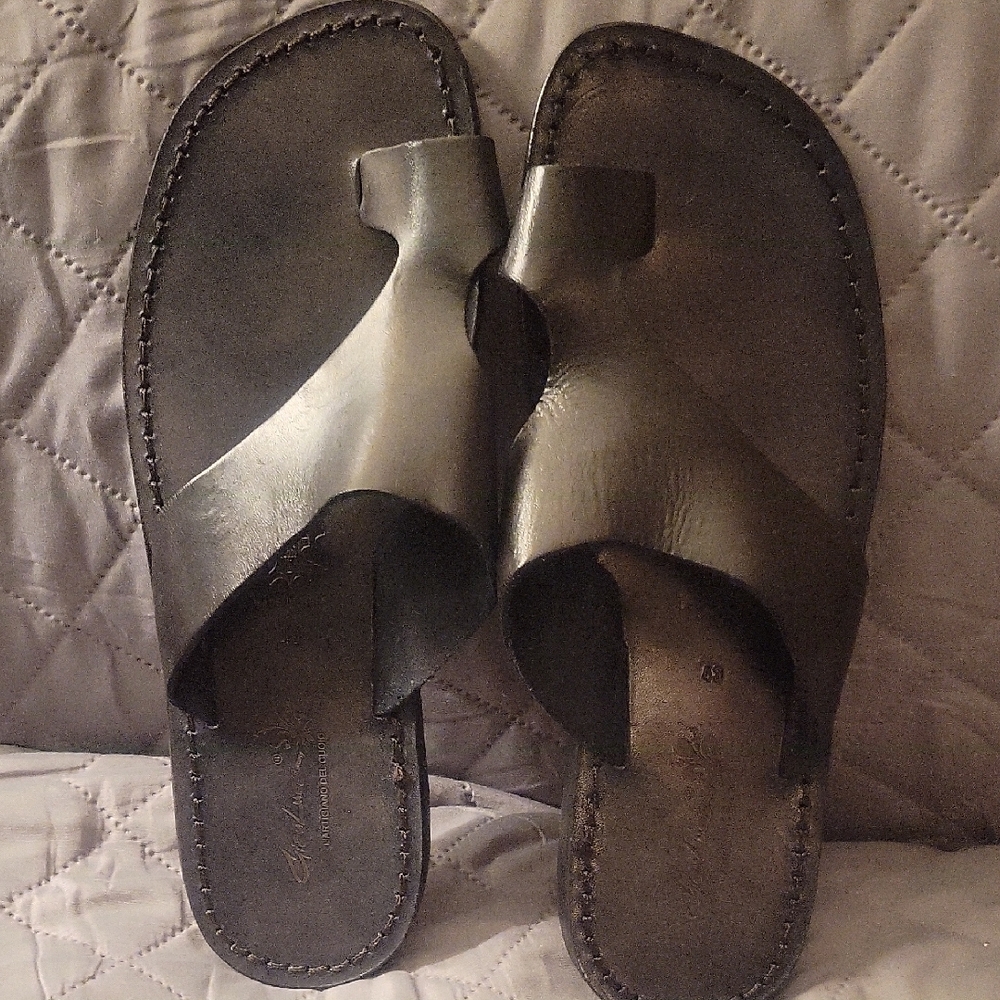 Black Leather Sandals By Gian Luca Size 43.